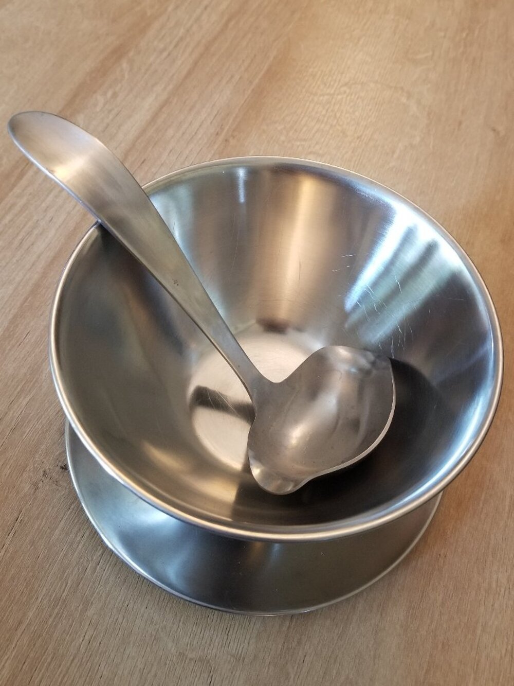 Stainless Steel Gravy Boat + Serving Spoon